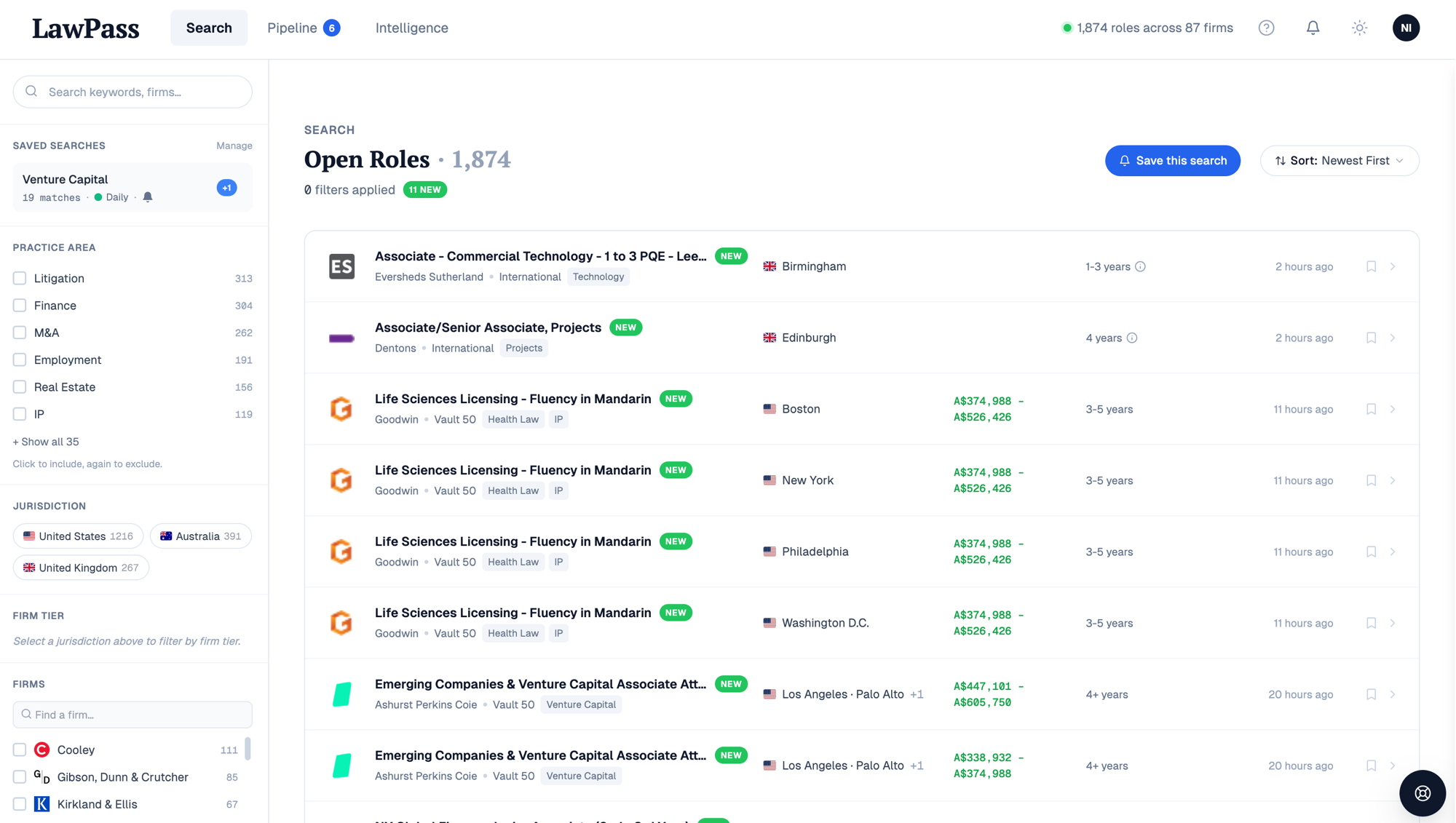 LawPass dashboard